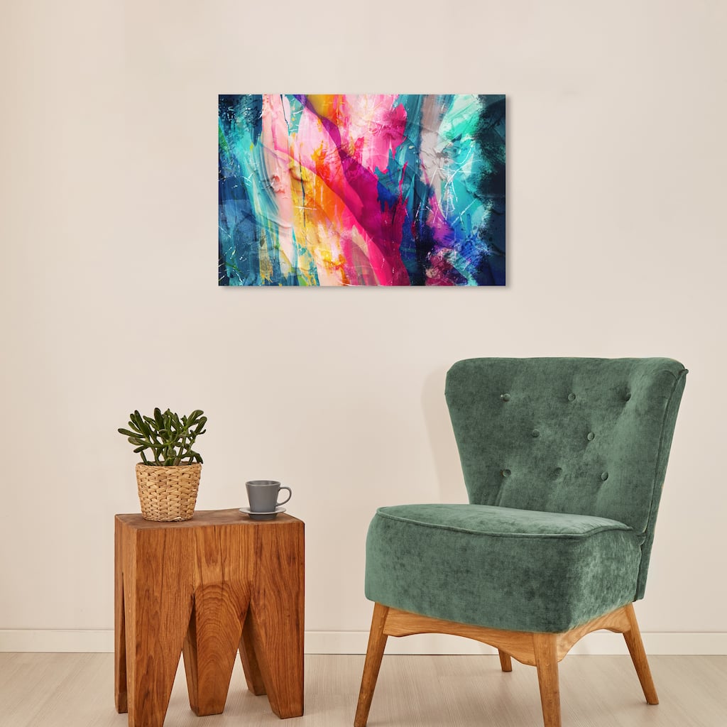 Wynwood Studio Canvas Abstract Brillante Pink and Teal Modern & Contemporary Wall Art Canvas Print