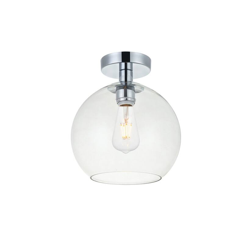 1-light Flush-mount Ceiling Fixture w/ 10-in. Spherical Clear Glass Shade