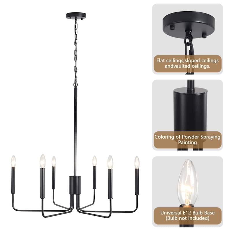 6-Light 29.52-inch Farmhouse Candle Chandelier for Foyer Kitchen Bedroom