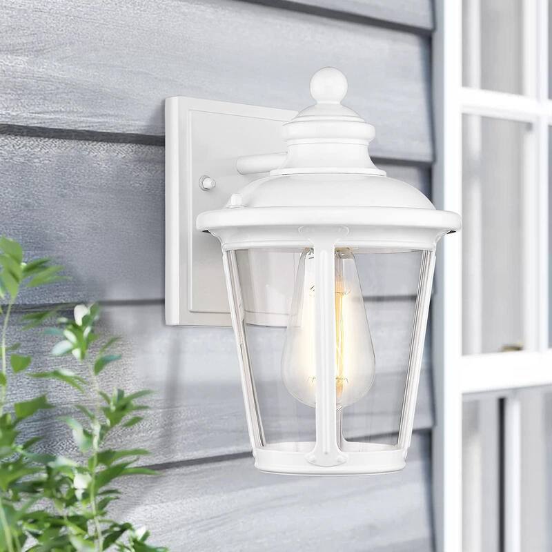 Modern Outdoor Porch Light, Industrial Exterior Wall Mount Light Fixture with Clear Glass Shade