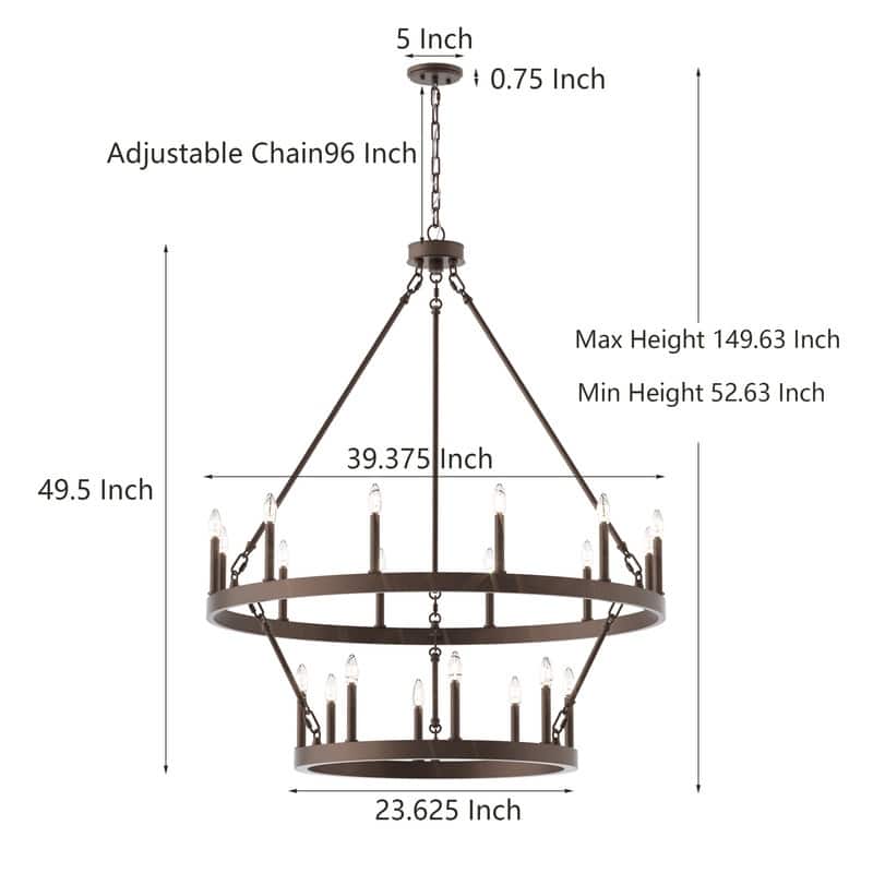 Acroma 20-light Modern Farmhouse 40In Round Wagon Wheel Chandelier with UL