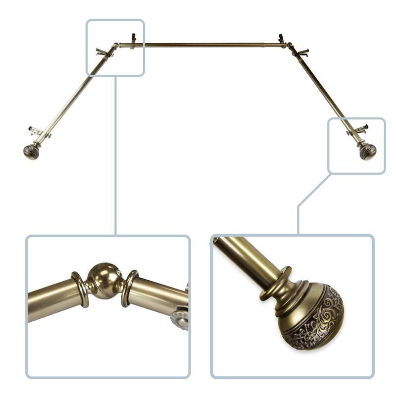 InStyleDesign Nadine 13/16" Bay curtain rod 20"-36", 38"-72" - Antique Brass