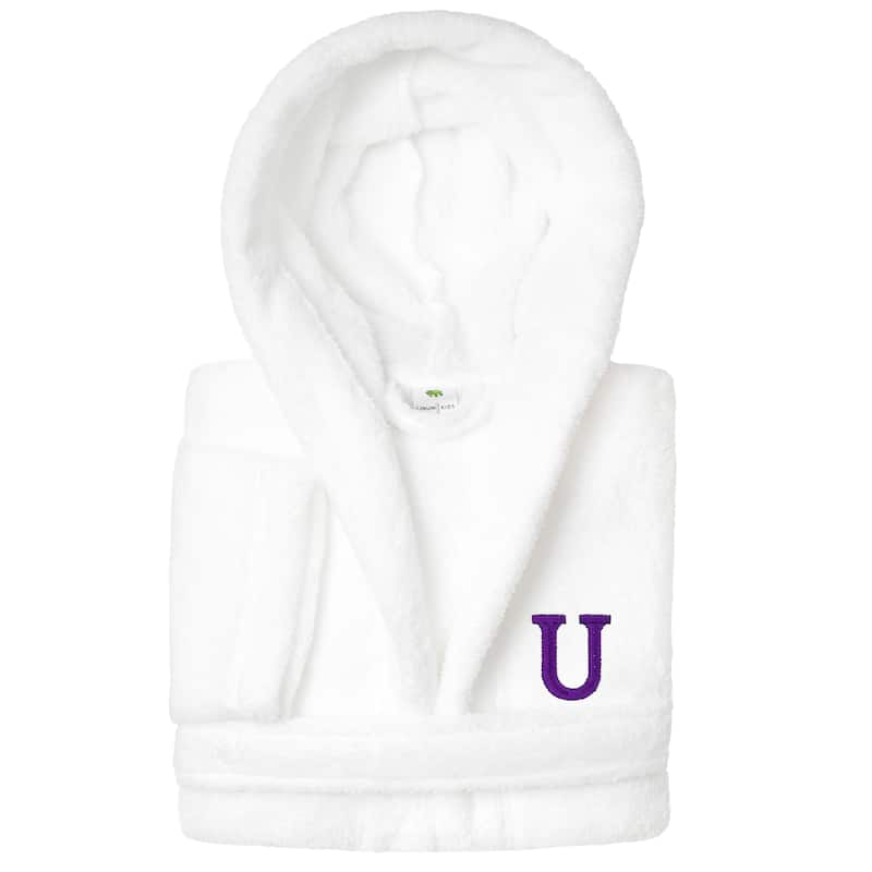 Sweet Kids 100% Polyester SUPER PLUSH Double Brushed Hooded Bathrobe with Purple Bookman Monogram - Medium - U