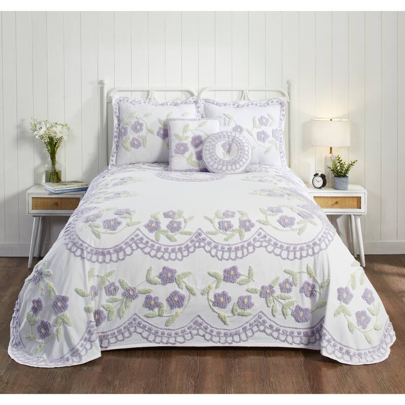 Better Trends Bloomfield Floral Tufted Chenille Cotton Bedspread