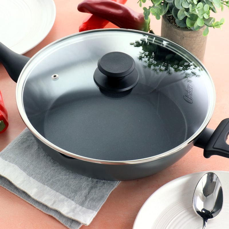 Oster Kingsway 3.9 Quart Aluminum Nonstick Saute Pan in Black