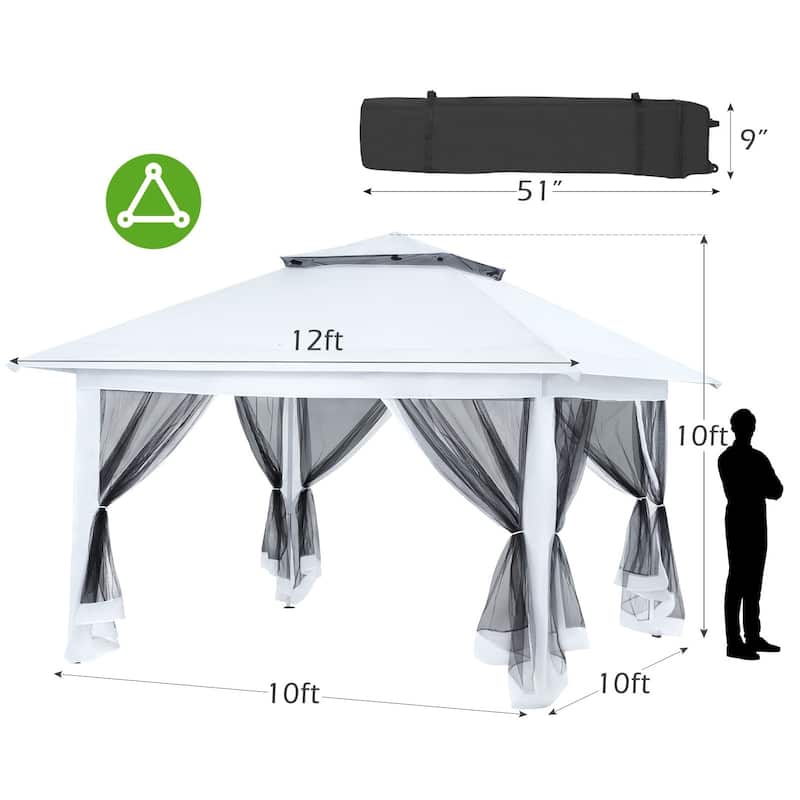 AVAWING 12x12 ft White Pop-up Canopy Party Tent with Sidewalls