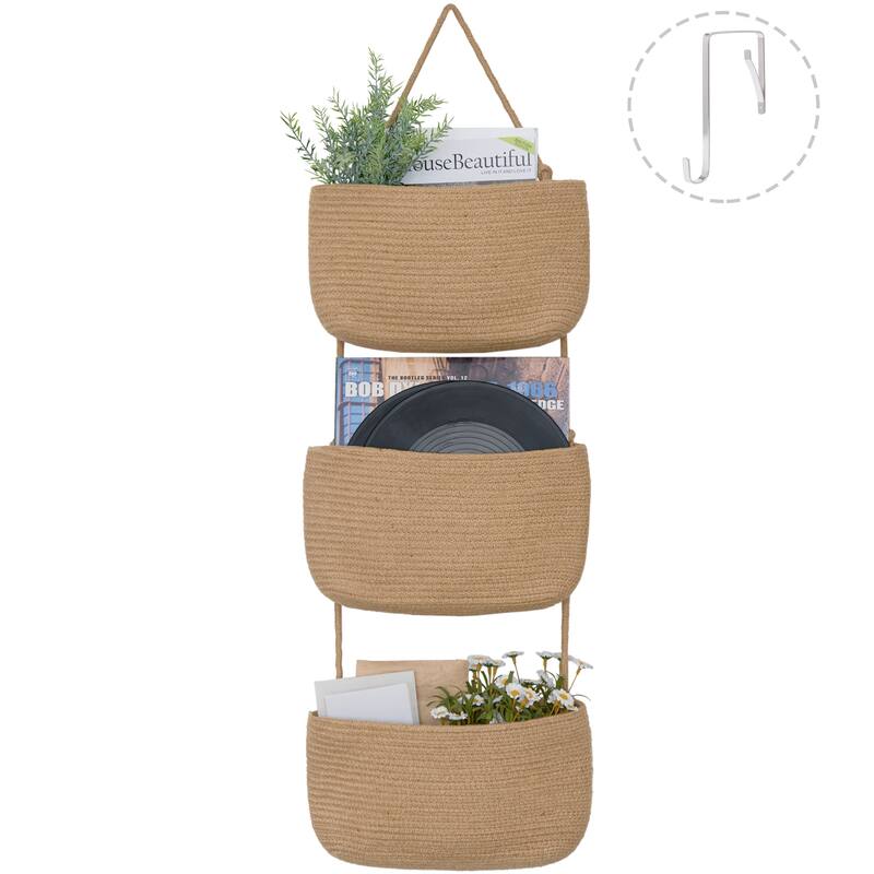 Over the Door 3-tier Basket Hanging Storage Basket Organizer