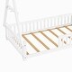 preview thumbnail 5 of 7, Twin House Bed with Fence and Roof for Kids Boys & Girls, White