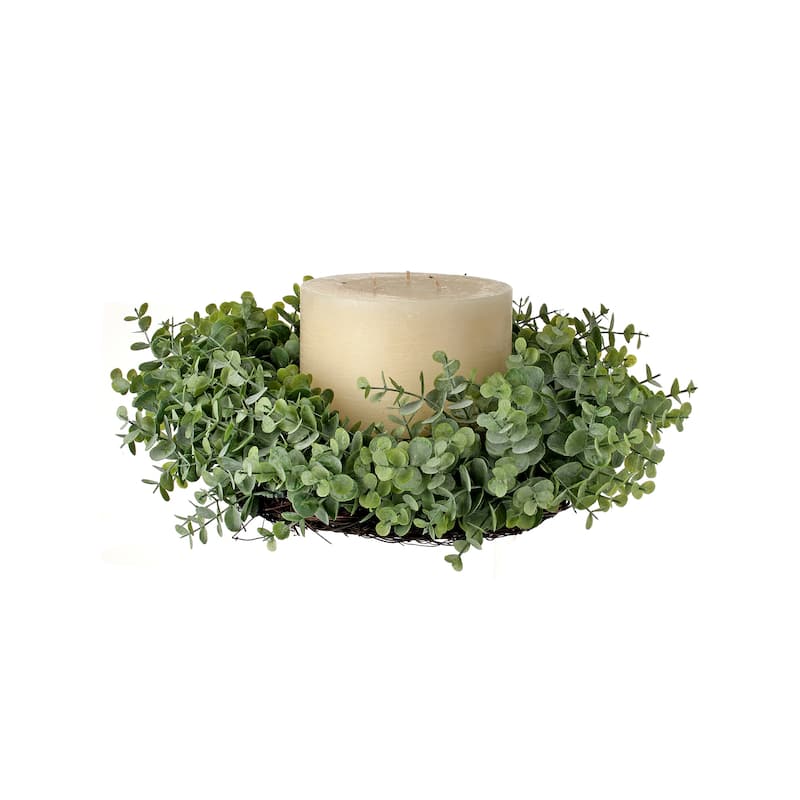 Plastic Frosted Eucalyptus Centerpiece Ring 13.5"D" - 13.5"