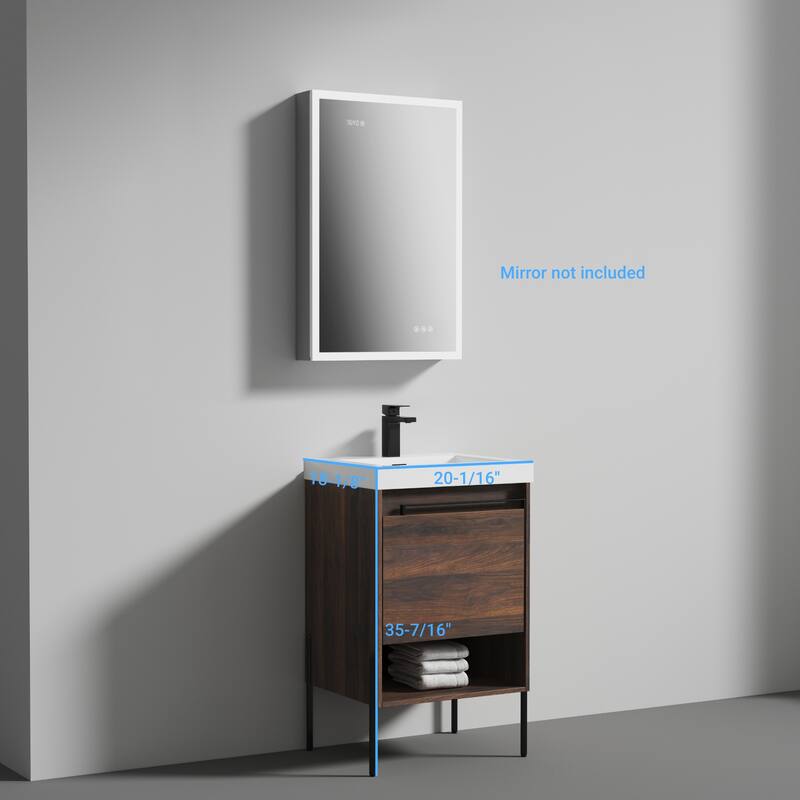 Freestanding Bathroom Vanity Set with Open Shelf & Topmounted Sink