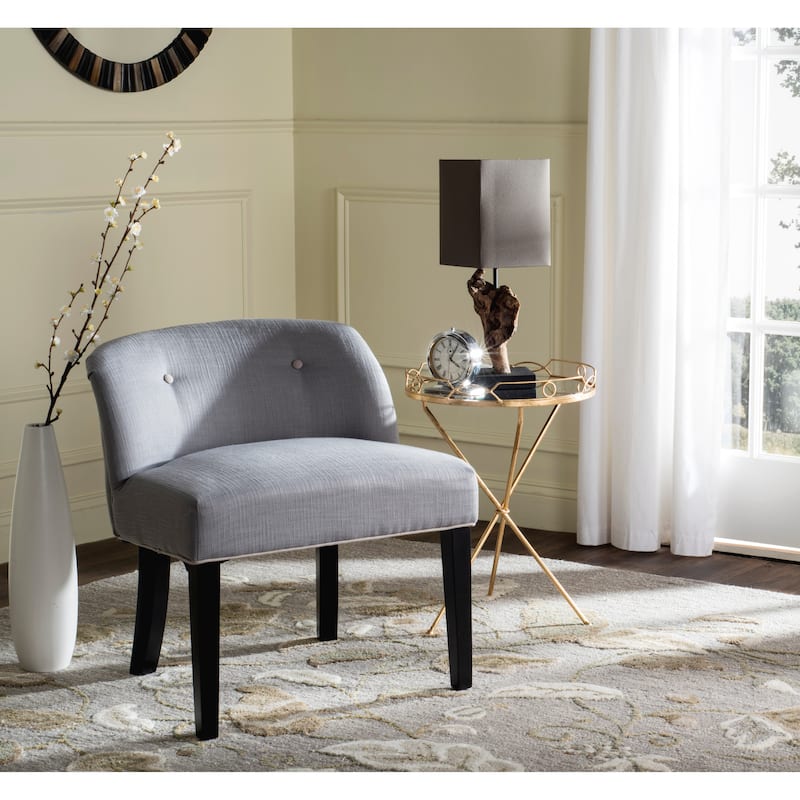 SAFAVIEH Hayley Grey/ Taupe Cotton Blend Vanity Chair - 24.4" x 24.4" x 27.2" - 24Wx24Dx27H