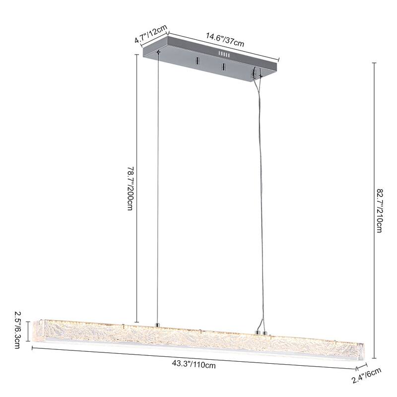 Contemporary Dimmable LED Crystal Style Resin Linear Island Pendant