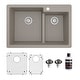 preview thumbnail 1 of 60, Karran 33" Top Mount Large/Small Bowl Quartz Kitchen Sink Kit - 33" x 22" x 9" Concrete