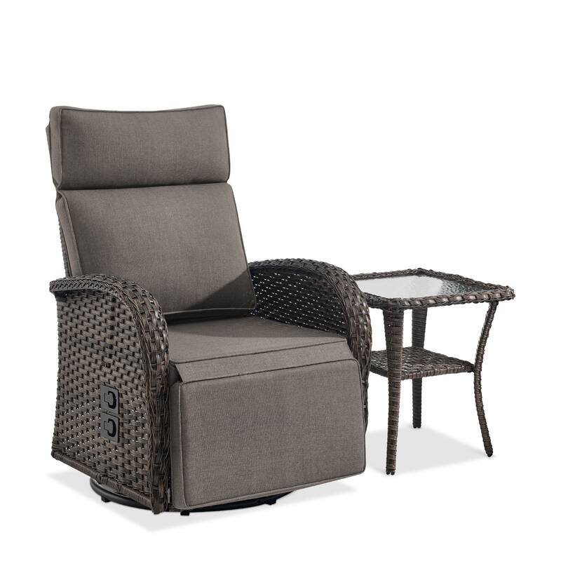 Pocassy Lounge Chair Swivel Reclining Chair with Adjustable Backrest