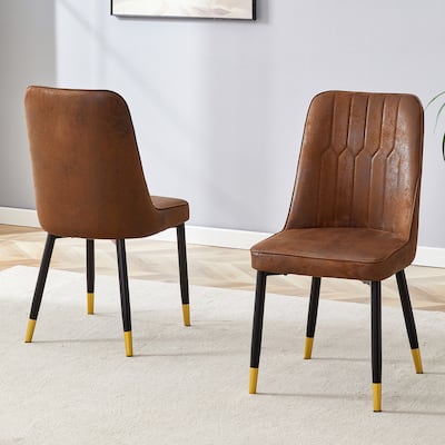 Dining Chairs Set of 2, Velvet Upholstered Dining Room Chairs with Metal Legs Modern Armless Kitchen Chairs with Back
