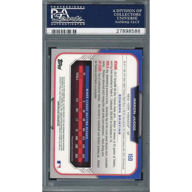 Aaron Judge 2015 Bowman Draft Chrome Baseball Rookie Card RC #150 Graded PSA 10 - 8'6" x 11'6"