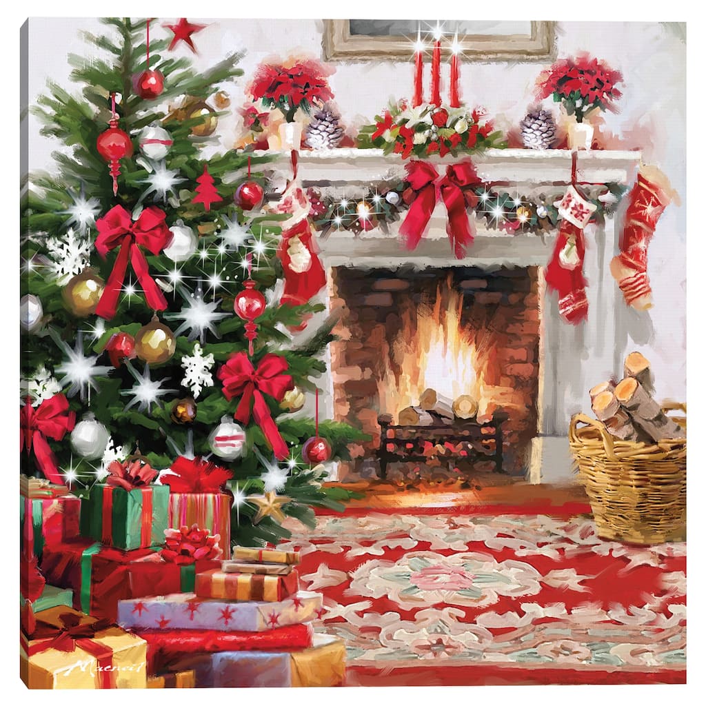 Christmas Hearth Square by The Macneil Studio Canvas Art Print