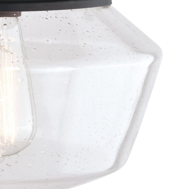 Outdoor Flush Mount Ceiling Light - Antique Black Finish, Clear Glass Shade - 10.5