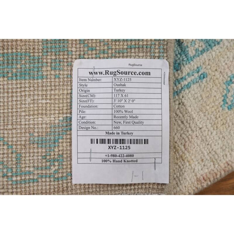 Muted Traditional Oushak Turkish Oriental Wool Rug Hand-knotted Carpet - 2'0" x 3'10"