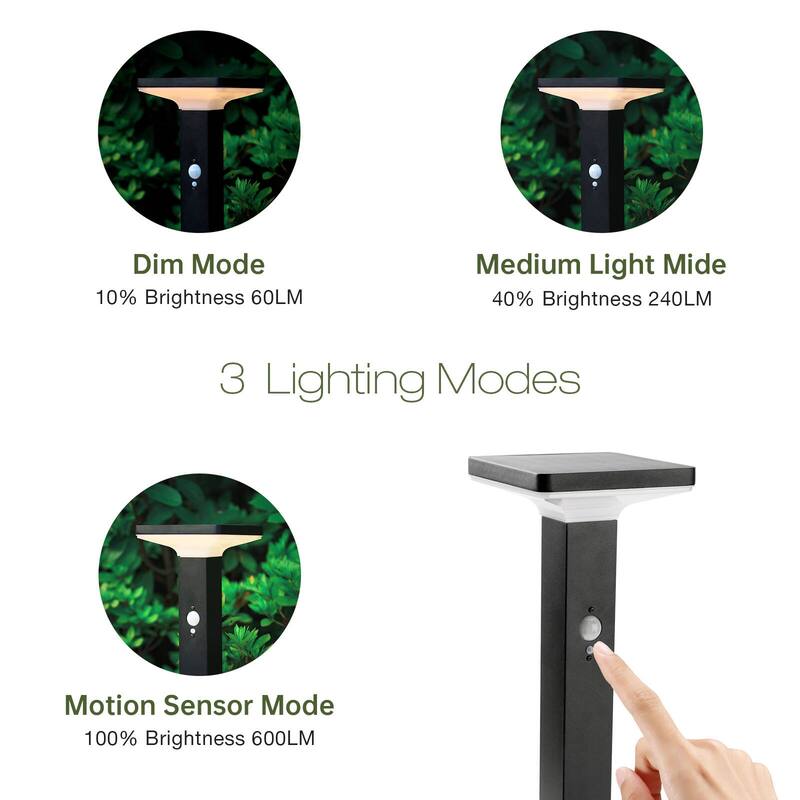Inowel Solar Outdoor Light Pathway Garden Dusk to Dawn with Stake 2218 - 2218-600-BLACK