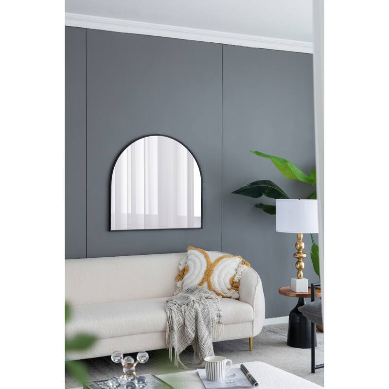33" x 31" Arched Wall Decor Accent Mirror with Iron Frame
