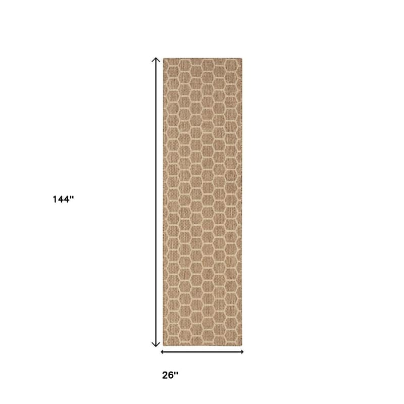 HomeRoots Geometric Modern Runner Outdoor Rug - 12' Runner