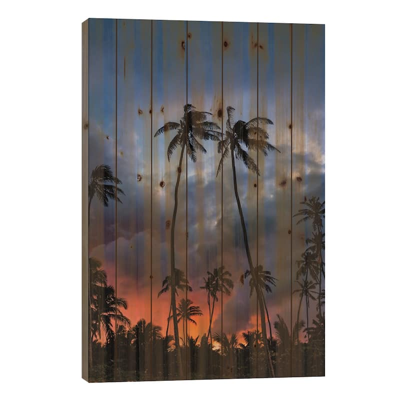 Fire Sunset Print On Wood by Lucas Moore - Multi-Color - 40x26x1.5