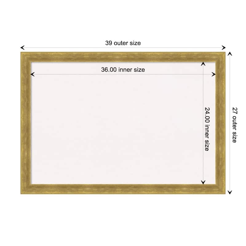 Angled Gold Wood Framed White Corkboard Bulletin Board, Organization Board, Pin Board - Board Size 36x24
