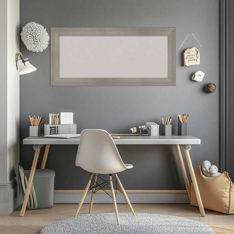 Grand Greywash Narrow Framed Cork Board - Bulletin Board, Organization Board, Pin Board