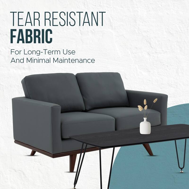 Chester Modern 2-Seater Loveseat - Leather or Mesh Sofa with Solid Birch Wood Base - Small Space Couch for Living Room & Office