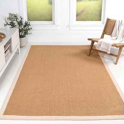 Camden Farmhouse Cottage Border Jute Area Rug