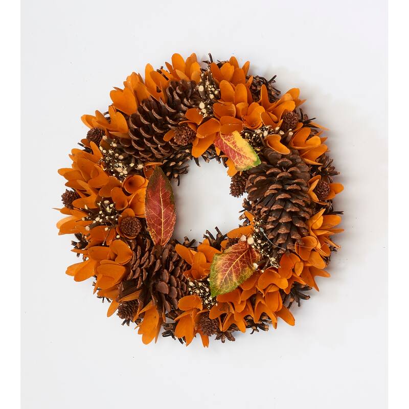 15" Pine Cone & Wood Curl Wreath