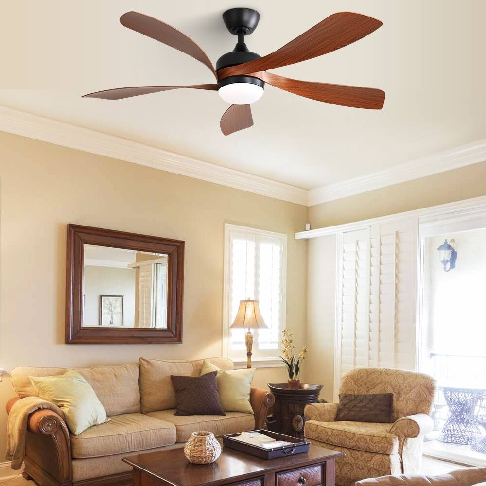 Sofucor 48 Inch Ceiling Fan with Light and Remote,Solid Wood Blades Low Profile,Smart Optional Work with Alexa/Google/App