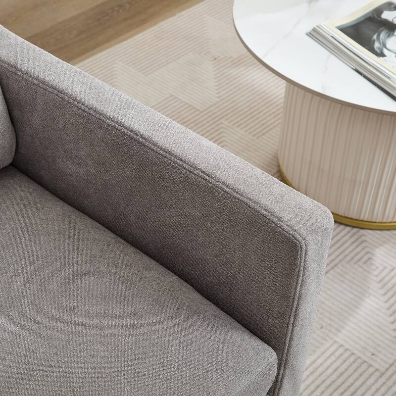 Gray Modern 29.92" Chenille 360° Swivel Accent Chair with Solid Wood Frame and Removable Back Cushion