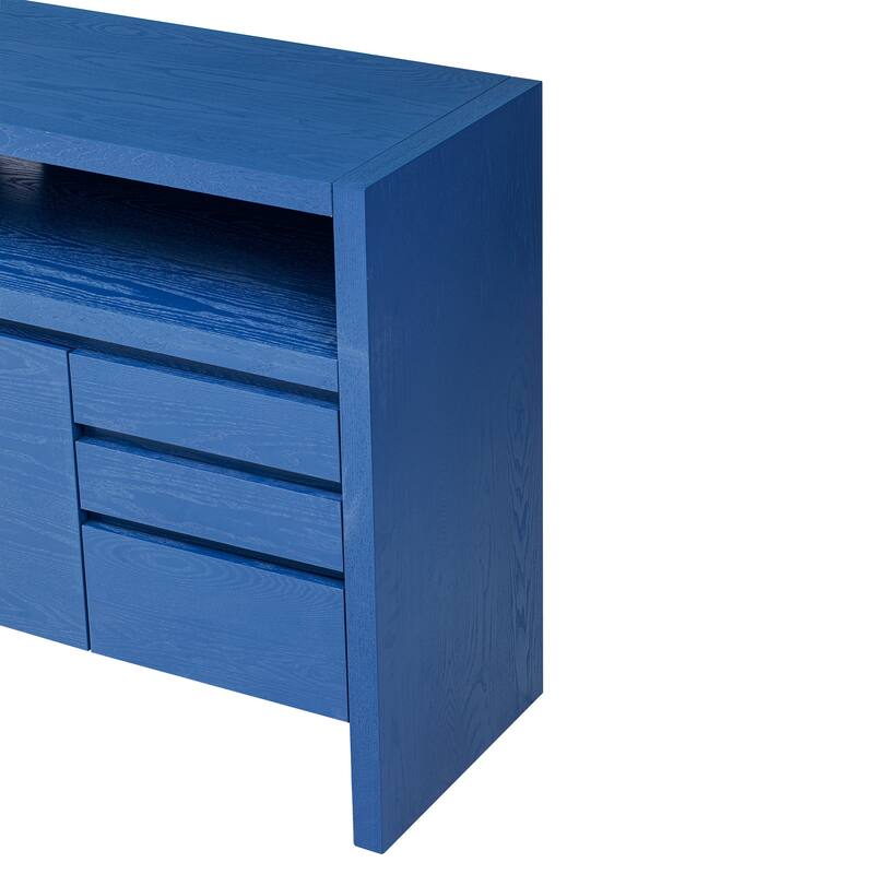 3-Door Sideboard Cabinet with Open Shelf, Freestanding Wood Storage Cabinet, Accent Cabinet with 3 Drawers & Internal Shelf