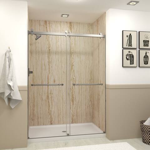 Brooklyn 60 in. W x 80 in. H Sliding Frameless Shower Door with Low Iron Glass Glass - 60-in W x 80-in H