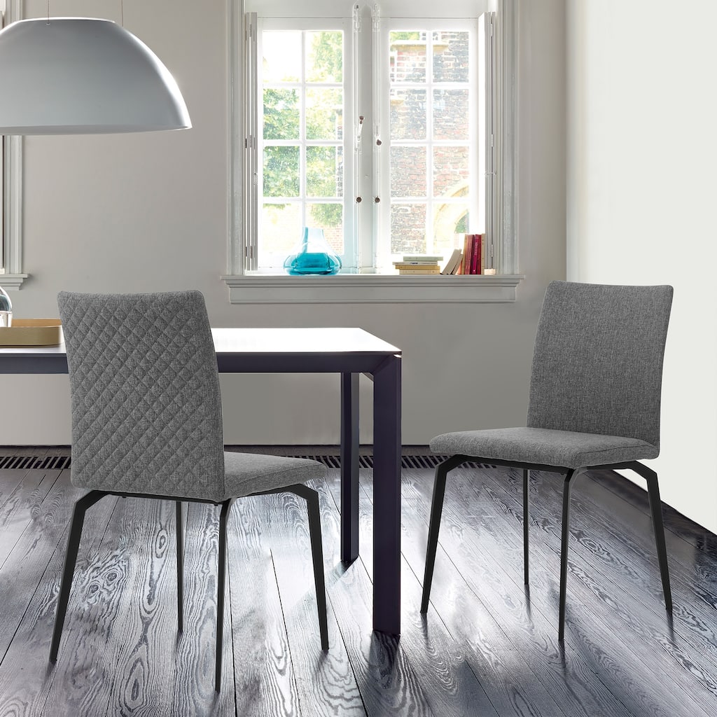 Set of 2 Modern Upholstered Dining Chairs with Metal Legs