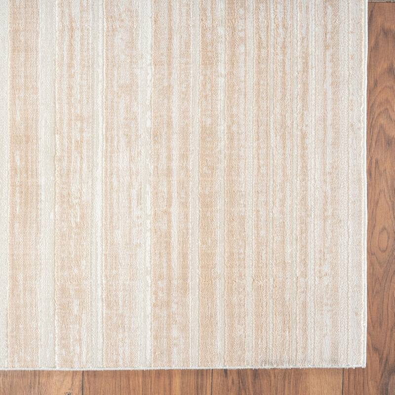 Sevita Cream/Beige Striped Contemporary Area Rug