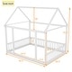 preview thumbnail 54 of 52, House Floor Bed with House Roof Frame and Safety Guardrails, Twin/Full Size Wooden Floor Montessori Bed House Bed for Kids