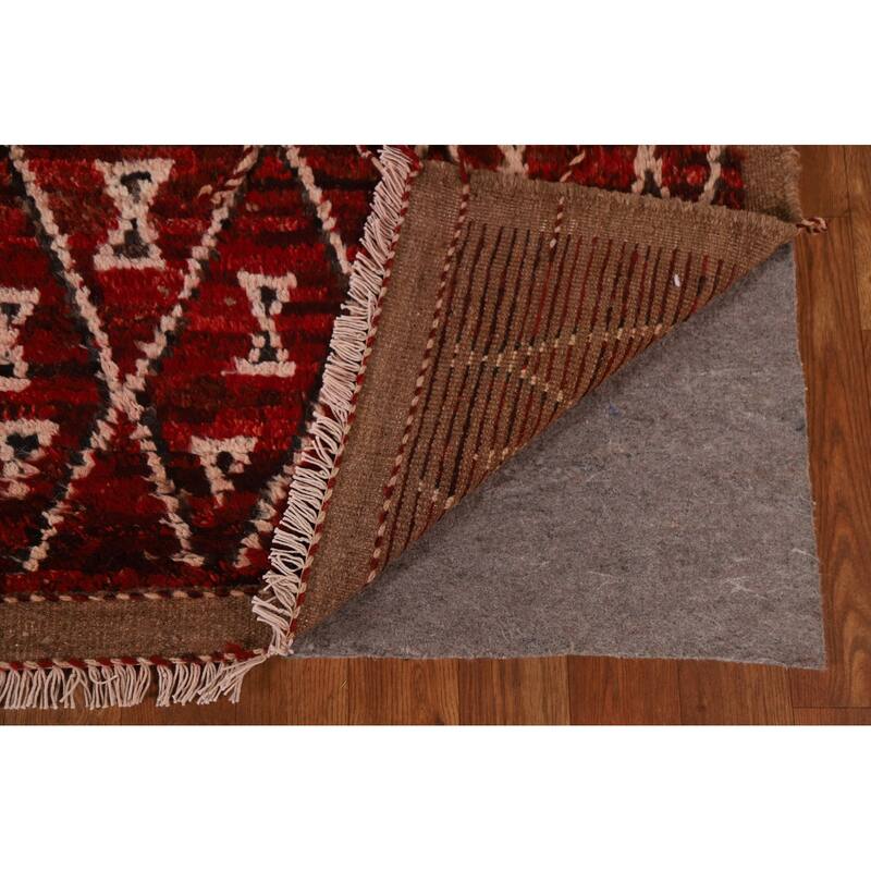 Hand Knotted Oriental 100% Wool Carpet Tribal Trellis Red Moroccan Area Rug - 8' 3'' X 5' 7''