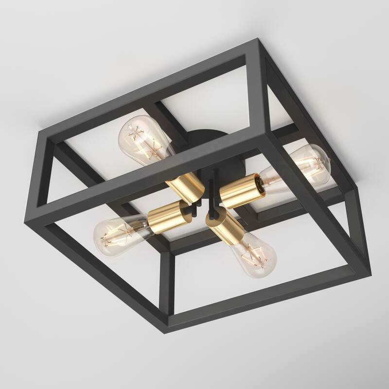 Artika Princeton Modern Mid-Century Semi-Flush Mount, Black and Gold
