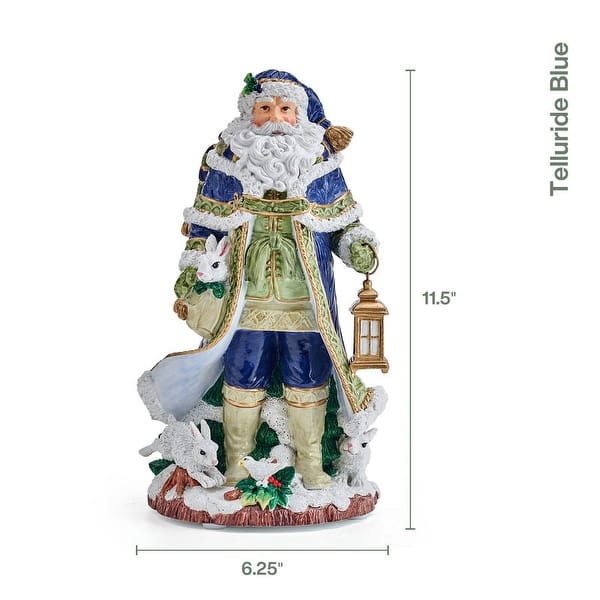 Fitz and Floyd Holiday Musical Telluride Blue Santa Figurine, 11 Inch