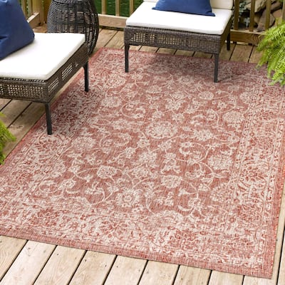 JONATHAN Y Sinjuri Bohemian Textured Weave Floral Indoor/Outdoor Area Rug