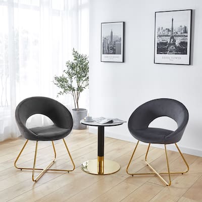 Accent Velvet Chairs Set of 2 Dining Chairs Single Sofa Arm Chair Living Room Furniture Lounge Chairs with Metal Frame Legs