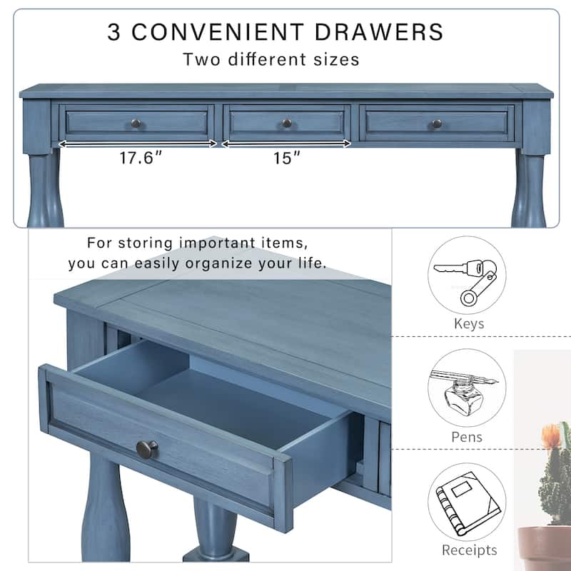 Console Table with Drawers and Shelf