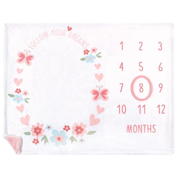 slide 1 of 1, Hudson Baby Infant Girl Plush Holiday and Milestone Blanket, Follow Your Dreams, One Size - Follow Your Dreams - One Size One Size - Follow Your Dreams