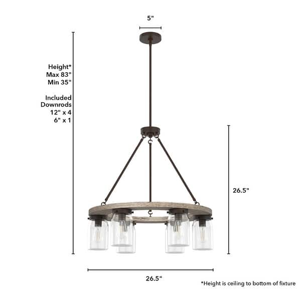 Hunter Devon Park 6-Light Matte Brown Farmhouse Led Chandelier