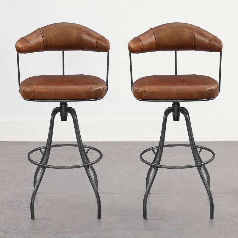 Art Leon Industrial Retro Leather Swivel Barstool