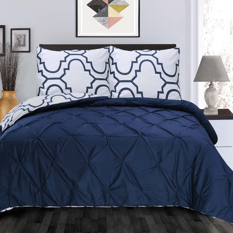 Superior Valencia Pinched Reversible Cotton Duvet Cover Set