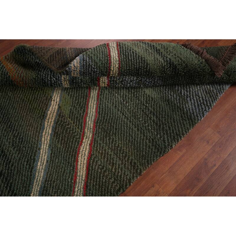 Green Gabbeh Persian Area Rug Handmade Wool Carpet - 4'7"x 10'0"